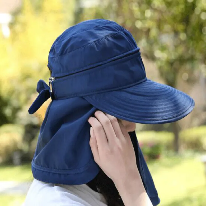 Пляжная шляпа с большими полями съемная Солнцезащитная УФ-защитой для девушек