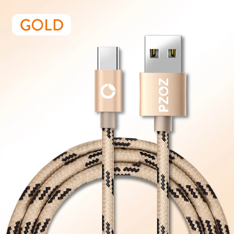 PZOZ Usb type-C кабель для быстрой зарядки type-C кабель для передачи данных зарядное устройство для samsung S9 S10 красный mi note7 Xiao mi 9 mi a2 mi x pad4 usb-c - Цвет: glod