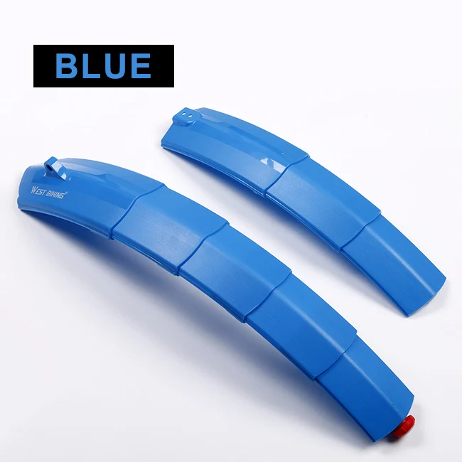 Blue with Taillight WEST BIKING Телескопические Складные велосипедные крылья с задним фонарем быстросъемные MTB передние и задние брызговики велосипедные детали велосипедные крылья - Цвет: Blue with Taillight