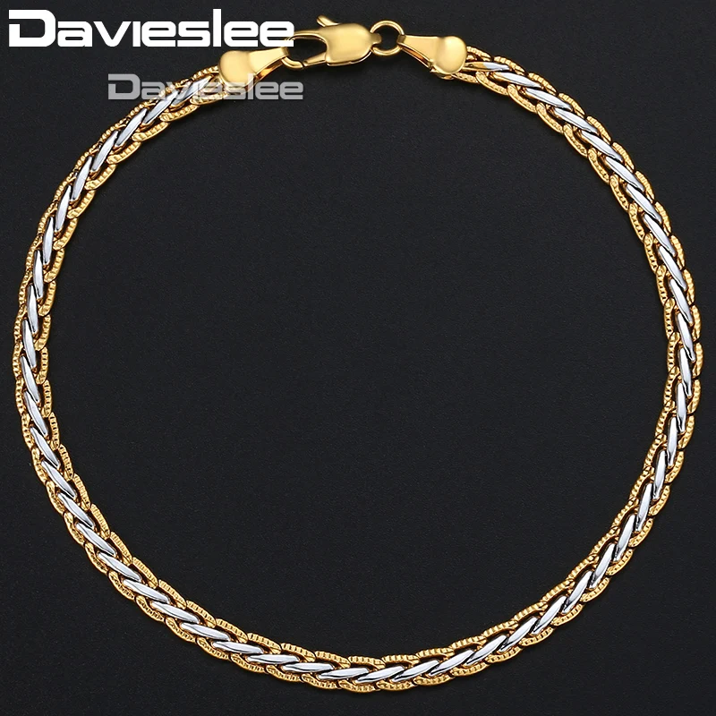 Davieslee мужская и женская цепочка унисекс плетеная цвет белый желтый золотистый
