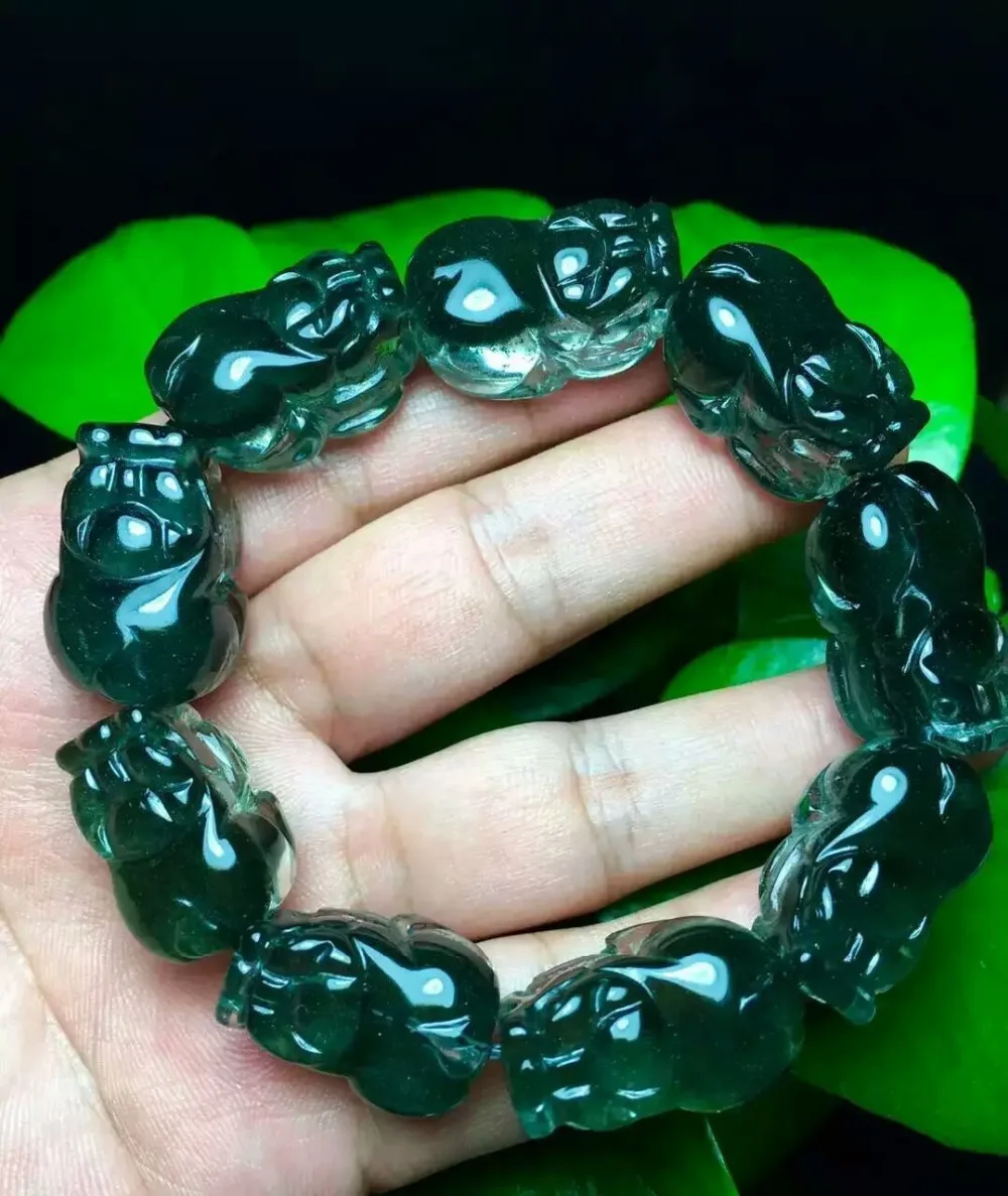 Натуральный зеленый браслет Phantom Quartz с кристаллами Pi Xiu бусины 24x15 мм