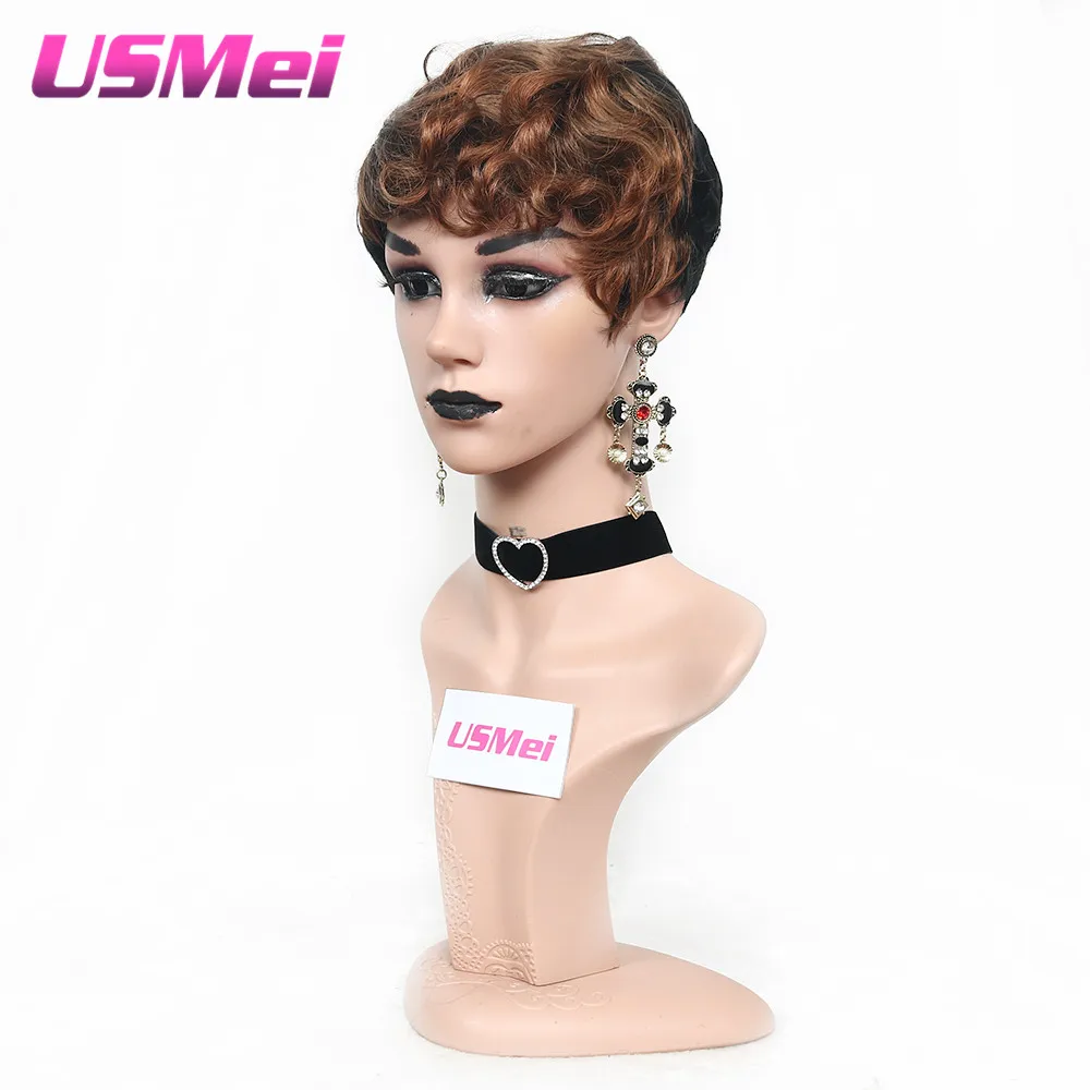 Искусственные парики USMEI для женщин черные термостойкие перруки двухцветные