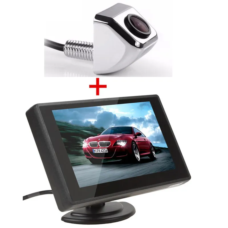 Monitor and E366S Цветной TFT ЖК-монитор заднего вида XYCING 4,3 дюймов, автомобильный резервный парковочный монитор для камеры заднего вида DVD VCD - Цвет: Monitor and E366S