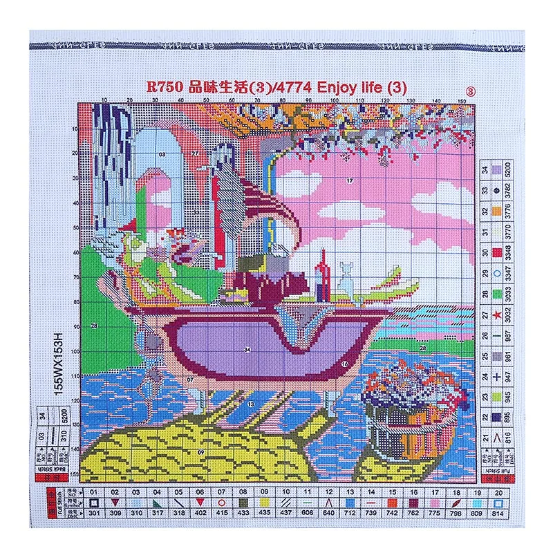 Набор для вышивки крестом Enjoy life (3) 11CT 14CT DMC | Дом и сад