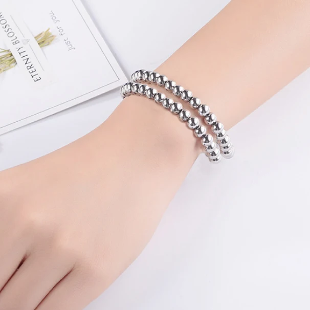 Модный посеребренный металлический браслет с бусинами своими руками оптовая