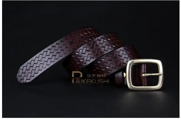 Мужской ремень из 100% натуральной коровьей кожи с медной пряжкой Классический