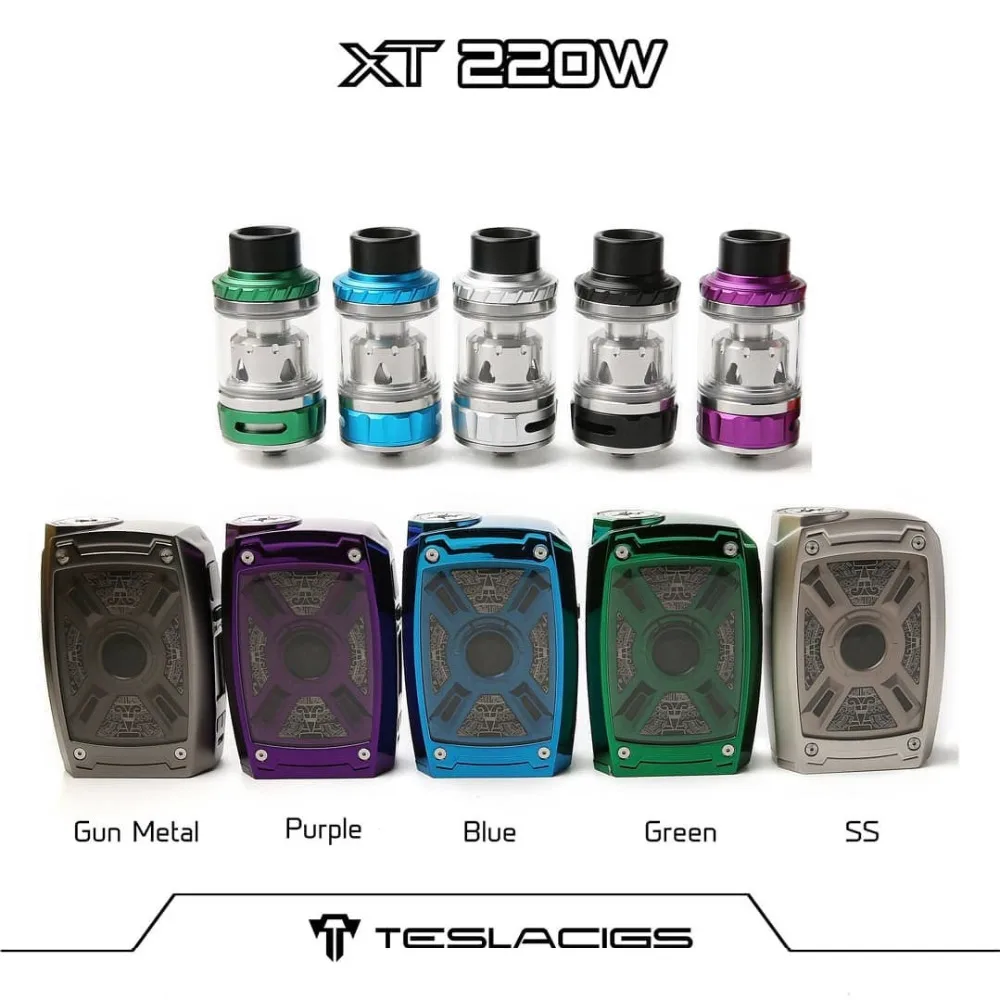 Оригинальный Tesla XT 220 Вт комплект с Tallica Mini Tank Teslacigs электронная сигарета Vape RGB