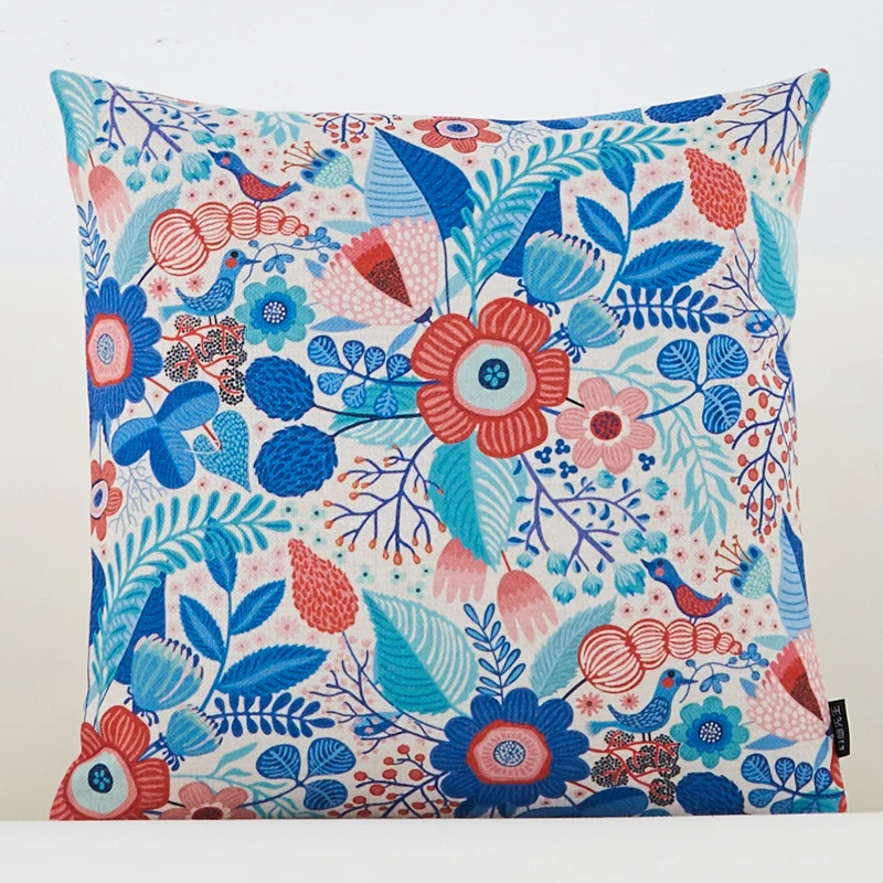

Linen Cushion Cover Home Decorative Nordic Colorful Plant flowers Pattern 3251 Pillow Case Sofa Chair Waist Pillow cover