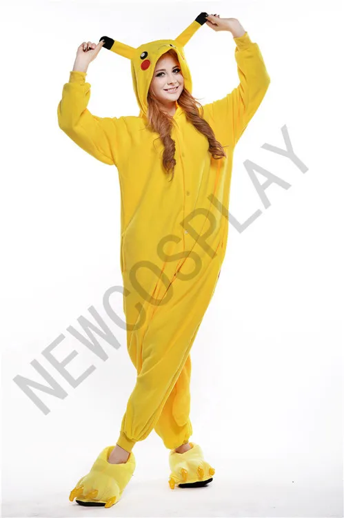 New Unisex Pikachu Cartoon Animal Pyjamas Jumpsuit Cosplay Costume Sleepwear Yellow Onesie Overall Rompers NEWCOSPLAY | Тематическая