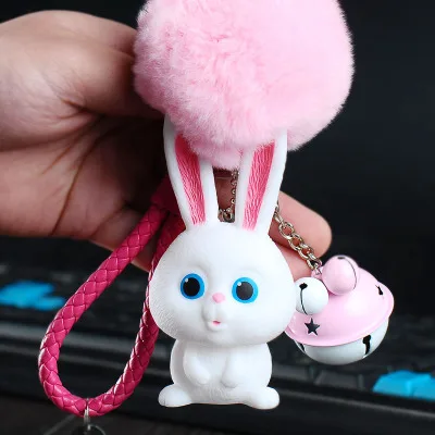 Милый kawaii брелок для ключей мех кролика плюшевый брелок для женщин брелок заяц Автомобильный держатель для ключей кукольный Мешок Подвески подарок плюшевые игрушки для детей - Цвет: style4