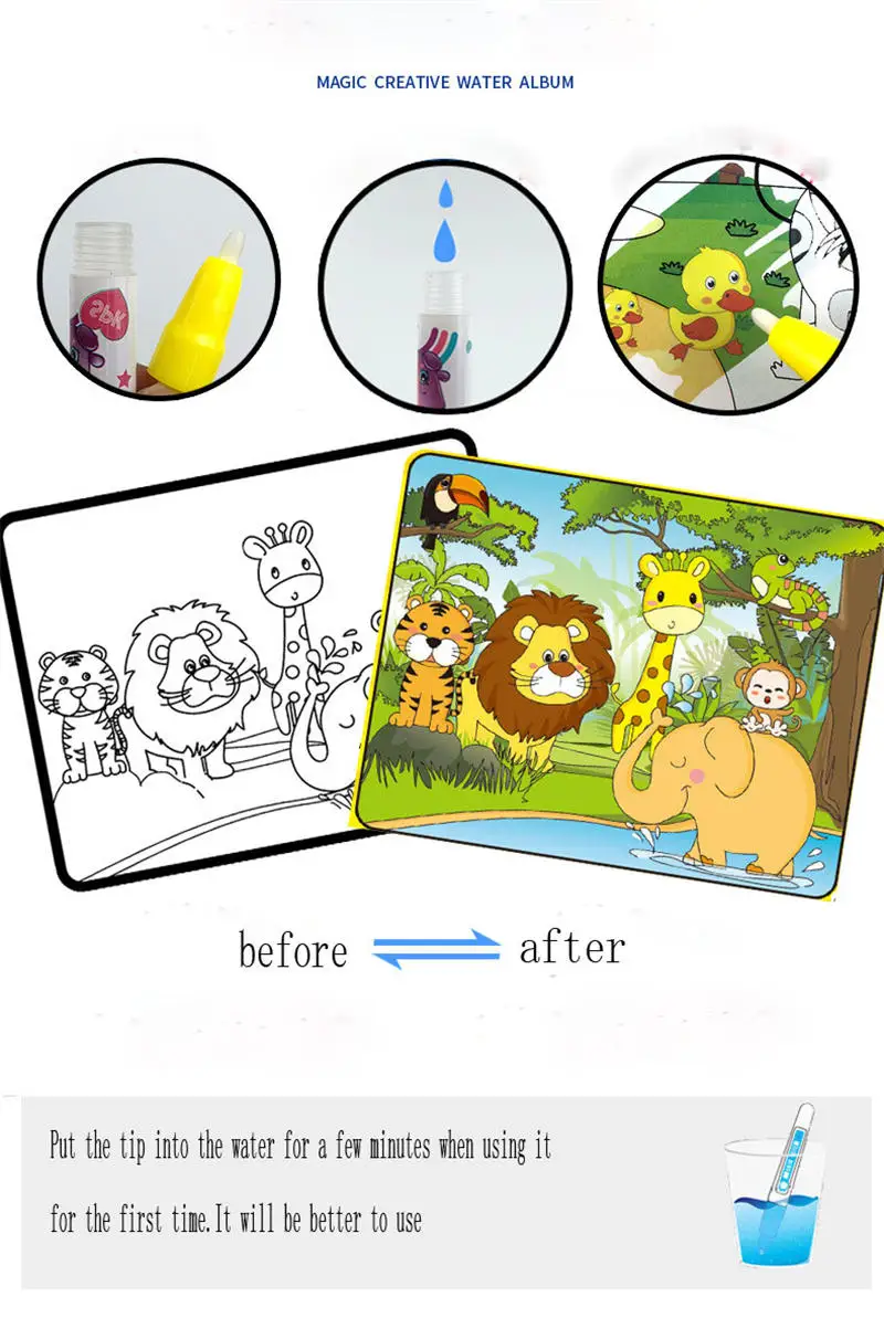BalleenShiny Kids водная картина альбом Волшебная каракули детские игрушки для детского сада основа копия с краской основа Рисование книга
