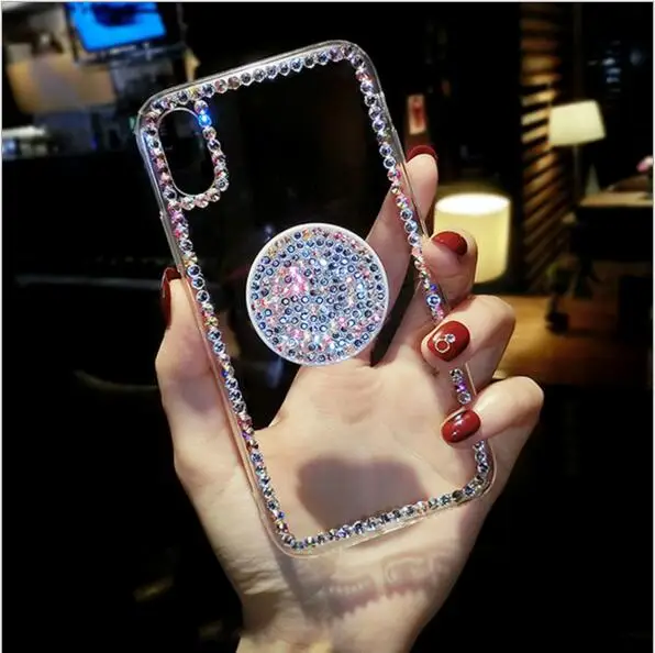 Роскошный чехол со стразами для телефона apple iPhone Xs 6 7 8 plus max мобильного прозрачный
