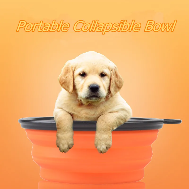 Портативная Складная миска для домашних животных одноцветная из силикагеля