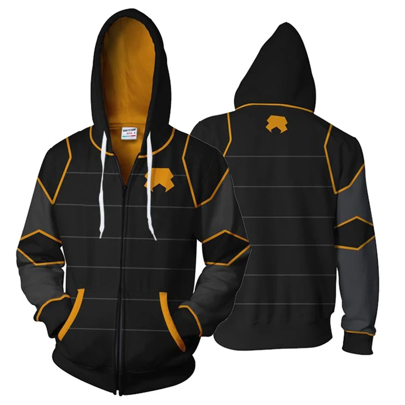 Белые и черные японские Самурайские аниме 3d толстовки на молнии мужские супер