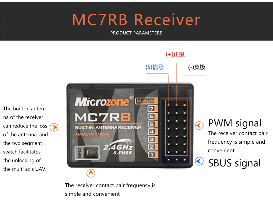 MicroZone MC6C 2,4G 6CH контроллер передатчик приемник радиосистема для SU27 радиоуправляемый самолет, Квадрокоптер multirotor вертолет автомобиль Лодка