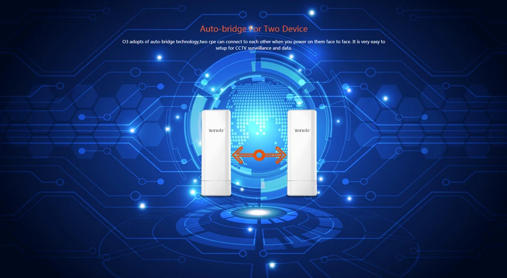 Tenda O3 150 Мбит/с Открытый 5 км 2,4 г CPE беспроводной WiFi ретранслятор расширитель маршрутизатор точка доступа Wi-Fi мост с POE адаптером