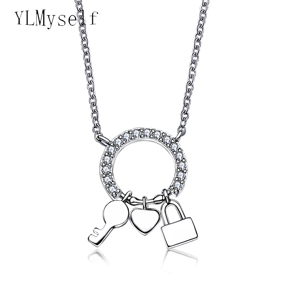 Подвеска из серебра 925 YLMyself с замком и ключом