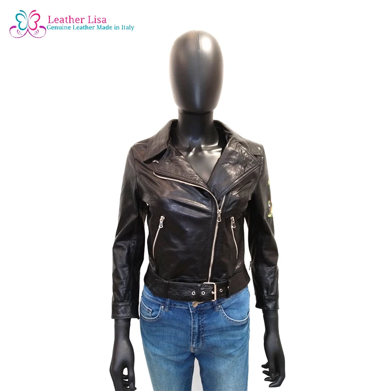 Женская кожаная куртка с ремнем и принтом 5 цветов|Кожаные куртки| |