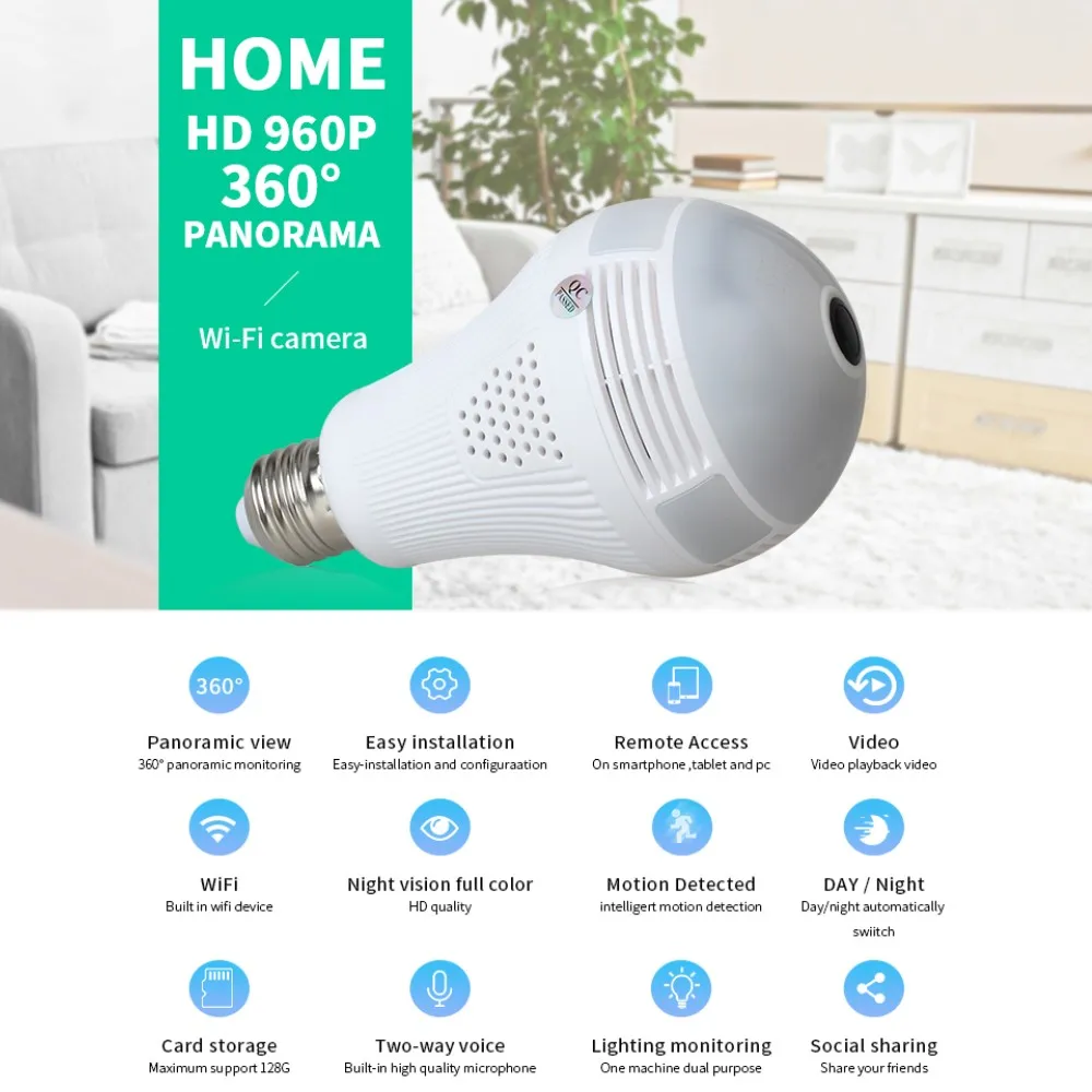 Беспроводная панорамная 3d камера видеонаблюдения 960P Wi Fi|Камеры видеонаблюдения|