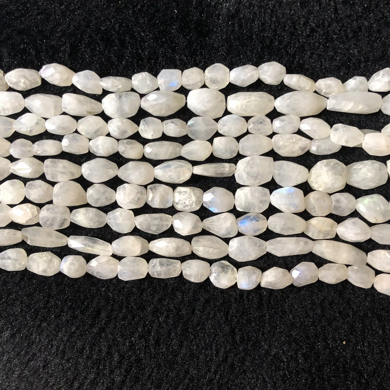 Genuine Blue Flash Moonstone Faceted Nugget Gem Beads 8-12mm Small Cutting Stone 1 of 15&quotstrand | Украшения и аксессуары