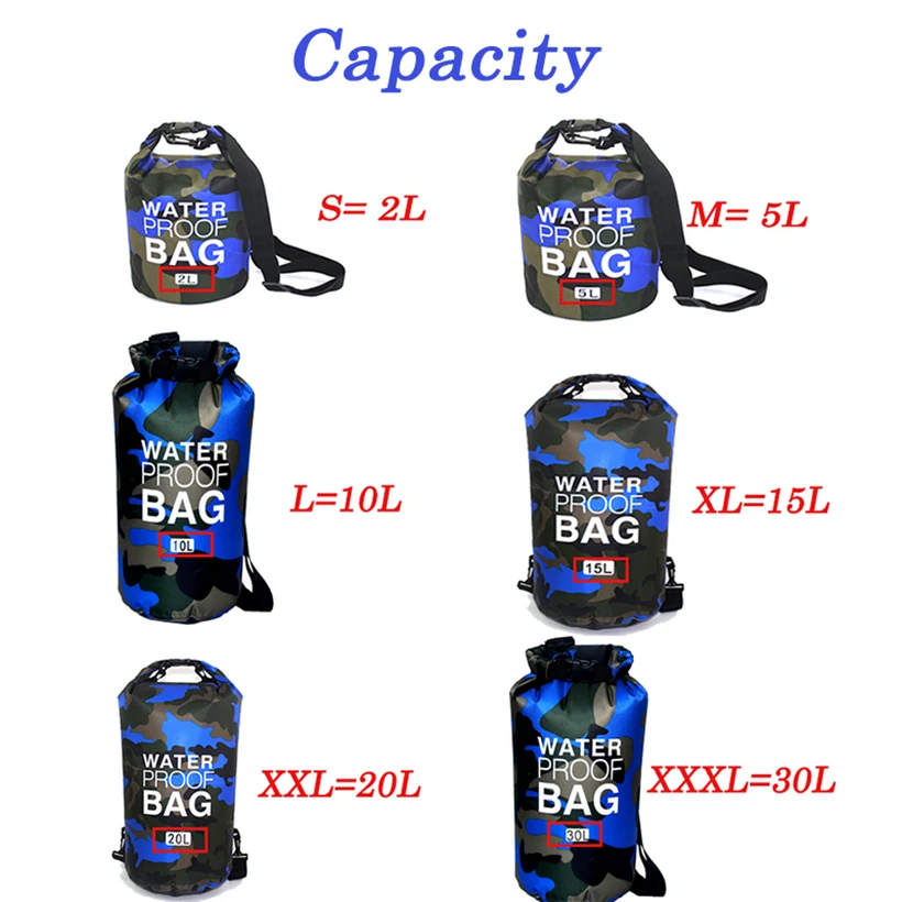Camouflage Outdoor Dry Bag Waterproof Storage Rafting Diving Sack Swimming for River Trekking Camping | Спорт и развлечения