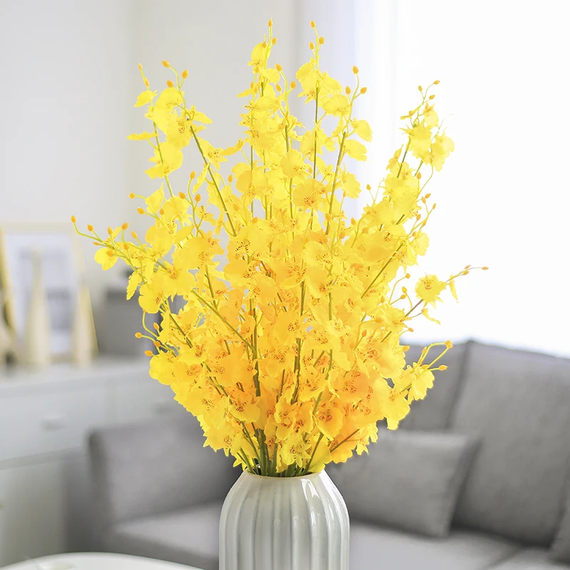 Длинный Стебель Вишни в Цвету. Искусственные Цветы Букет Красный Желтый Розовый