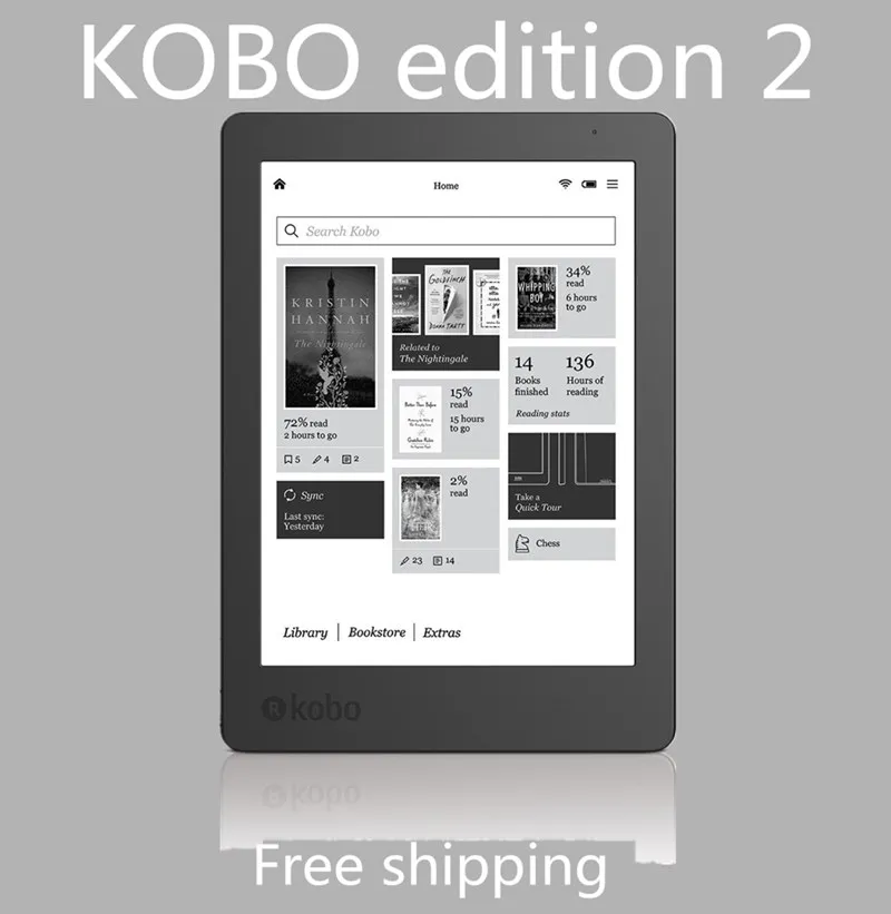 Kobo Aura Edition 2 для чтения электронных книг Carta e ink 6 дюйма Разрешение 1024x758 имеет
