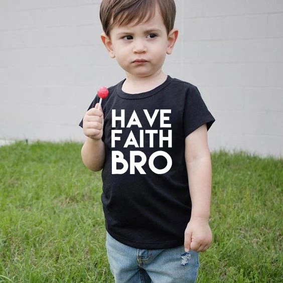 Детская футболка с надписью «Have Faith Bro Jesus» Пасхальная рубашка для малышей милые модные детские футболки с графикой, модная одежда для маленьких мальчиков детские топы, одежда