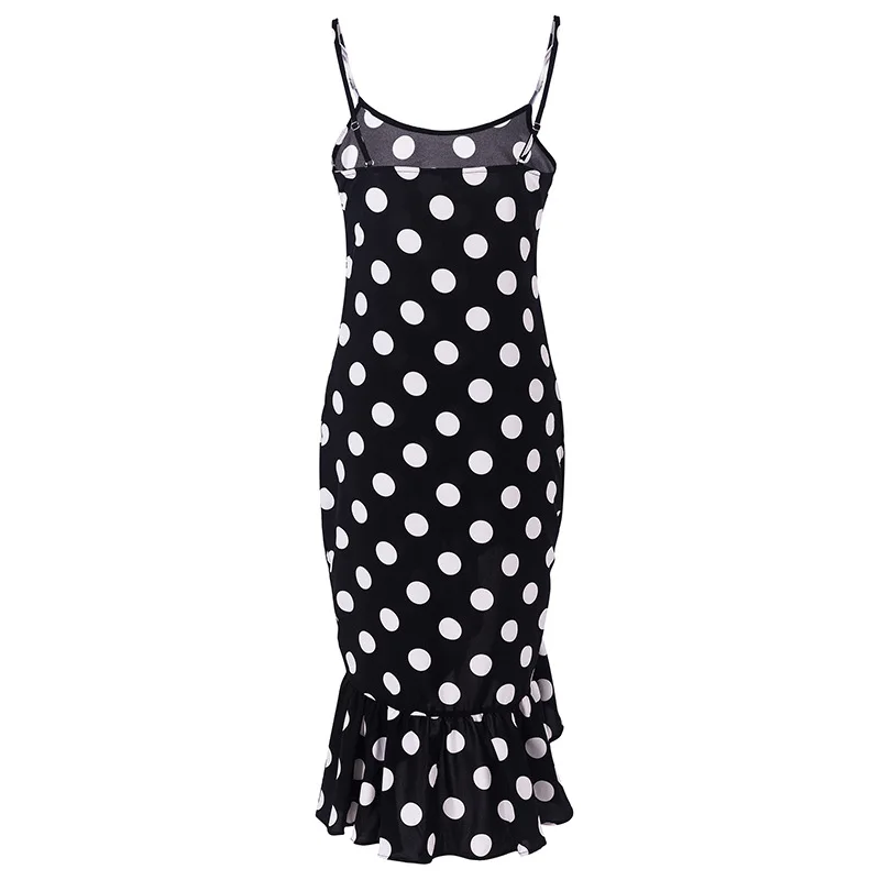 

Women Fashion Dot Dresses Summer Beach Dress Female Ruffle Spaghetti Strap Dress Women Vestidos Plus Size Sundress Ropa Mujer
