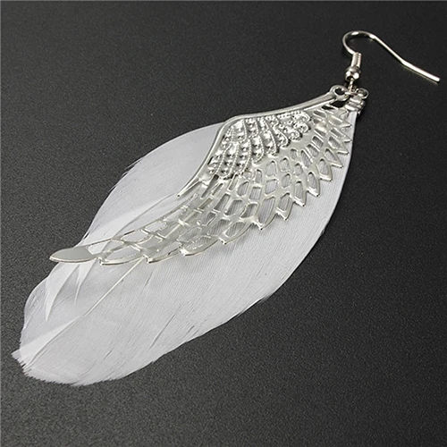 2015 новые модные женские Крылья Ангела Подвесные серьги с перьями крючок Люстра