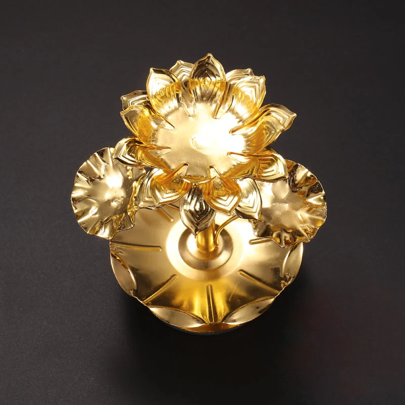 Сплав подсвечник в виде лотоса соответствующие короткие свечи 2 шт. наборе Размер