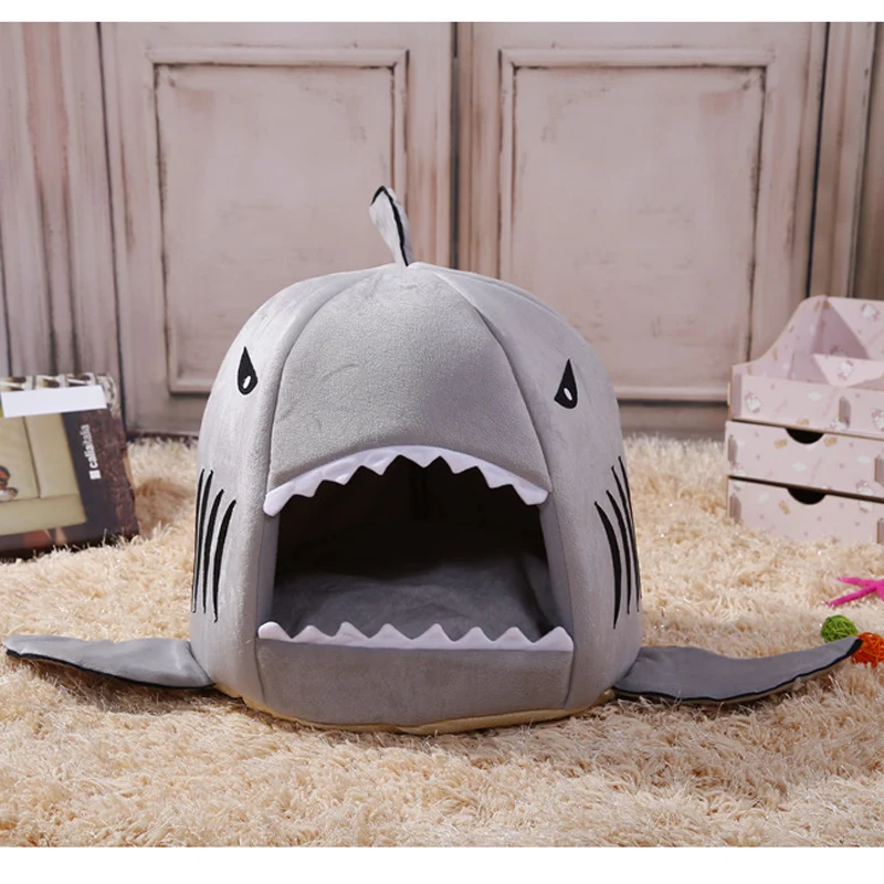 Мягкая корзина для домашних питомцев мультяшный домик в форме акулы собак и