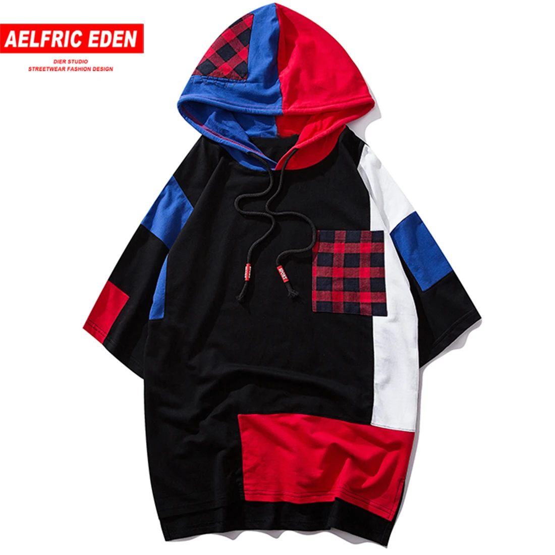 Aelfric Eden цветной блок Лоскутные пуловеры футболки с капюшоном уличная Мужская 2019