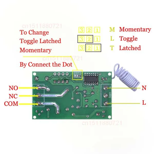 AC220V 1CH беспроводное радио дистанционное управление освещение выключатель
