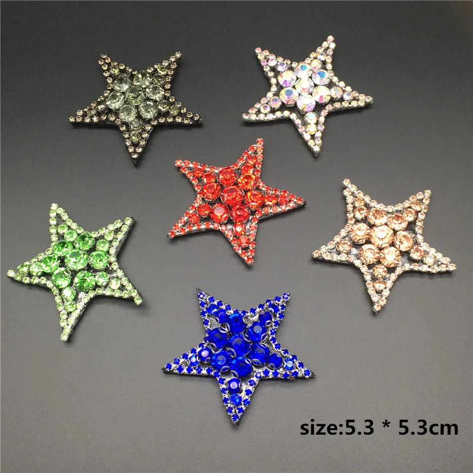 Ручная работа звезда красная синяя зеленая серебристая вышивка кристальная