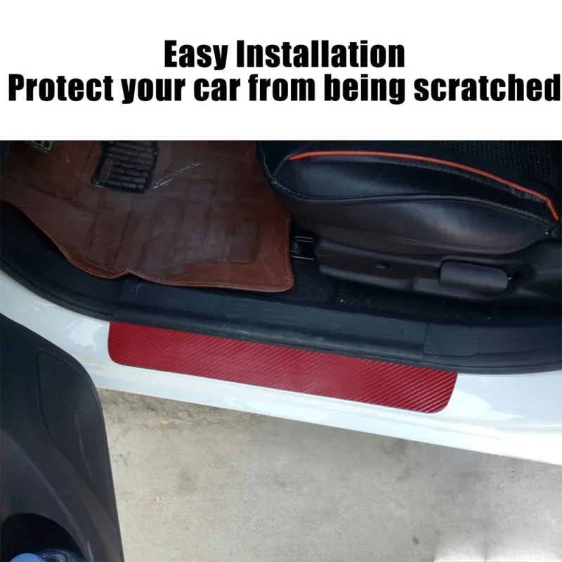 4 шт. черный красный Углеволокно автомобильная дверная педаль порог прикрытие