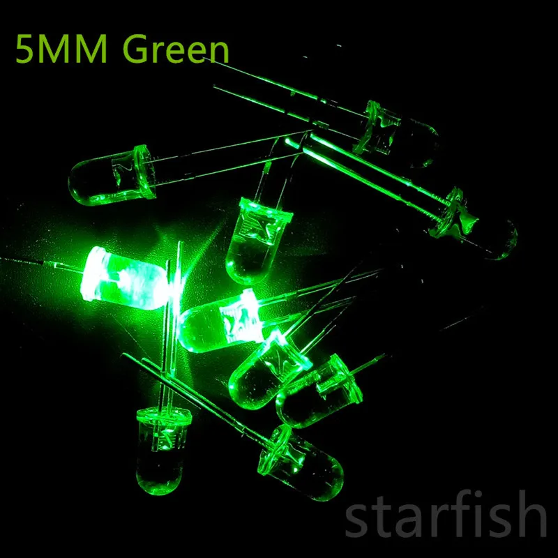 100 шт. сделай сам 5 мм зеленая Прозрачная Круглая лампа F5 супер яркая вода