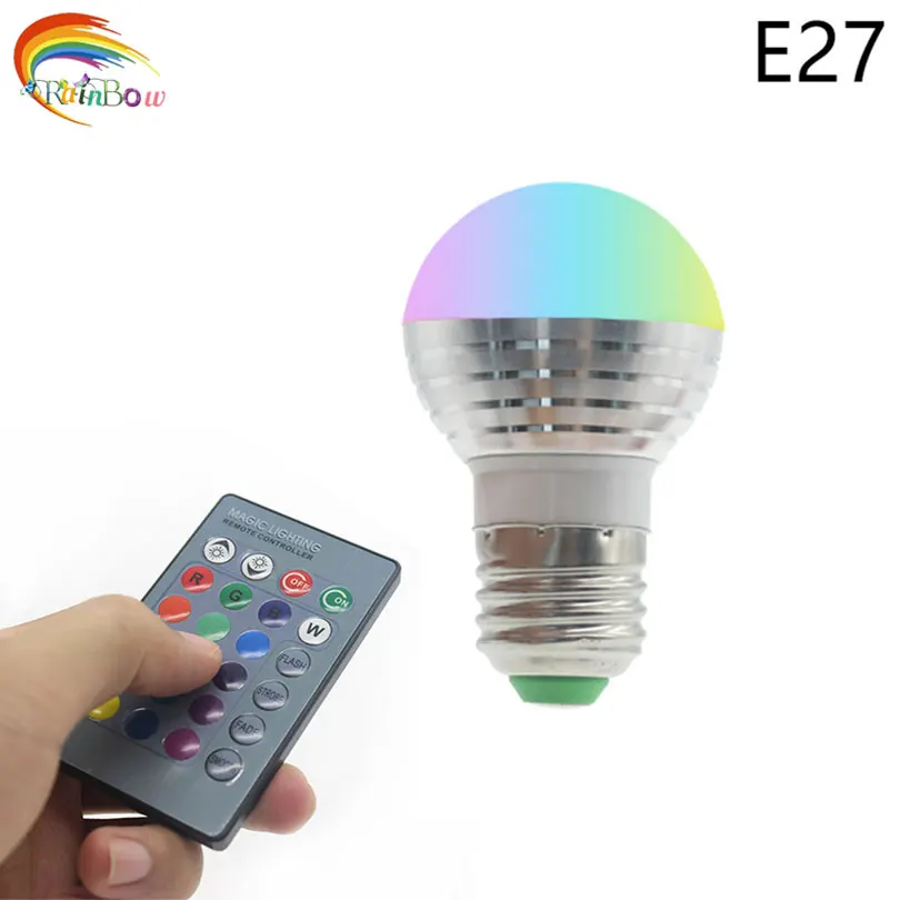 1 шт. E27 E14 GU10 LED RGB лампа AC110V 220В 5 Вт светодиодная с регулируемой яркостью волшебное