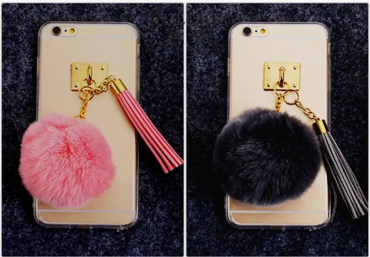 Натуральный мех кролика меховой шарик со стразами чехол для телефона Motorola Moto G5 G5S
