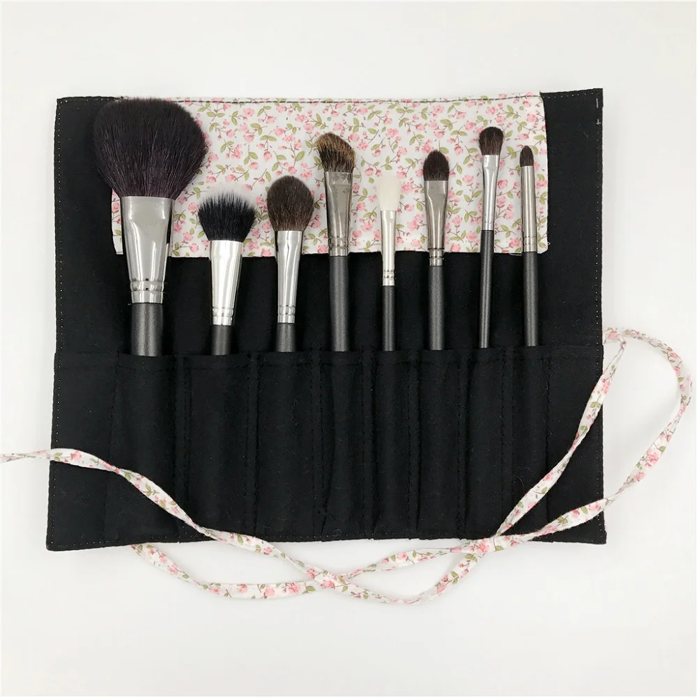 

3 Types Pastoral Style Travel Make Up Bag Holographic Cotton Makeup Case Pen Wrap Roll 10 Slots For Cosmetic Tool
