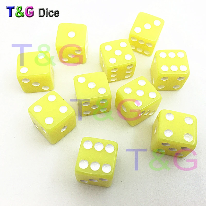 10PCS 12MM High Quality Dice Marbled Transparent Solid Glitter effect in square corners Plastic cube d6 Gambling