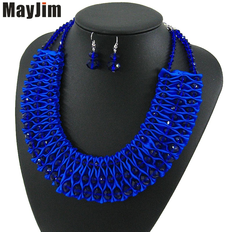 MayJim 2018 Крупные Африканские Бусины Хрустальное Ожерелье Ювелирные наборы ручной