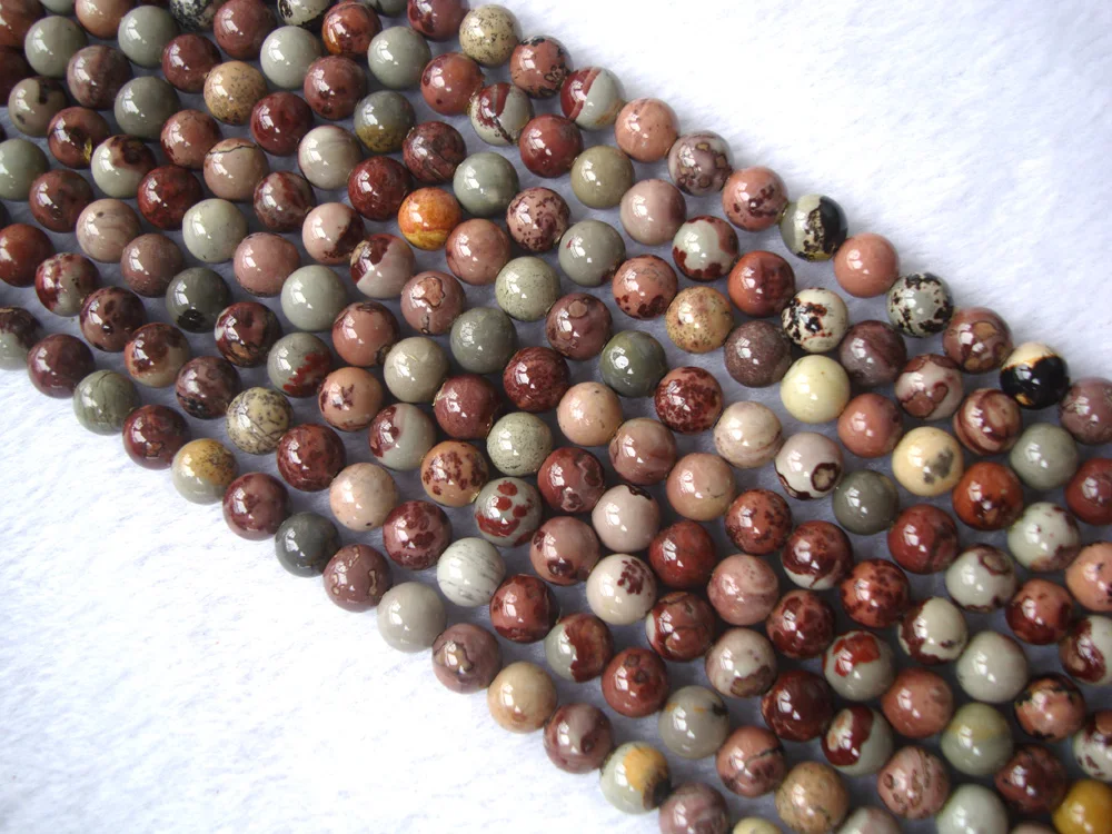 Натуральные бусины из яшмы с круглой формой 8 мм, 10 мм, 12 мм для изготовления украшений DIY - браслетов, ожерелий, сережек.