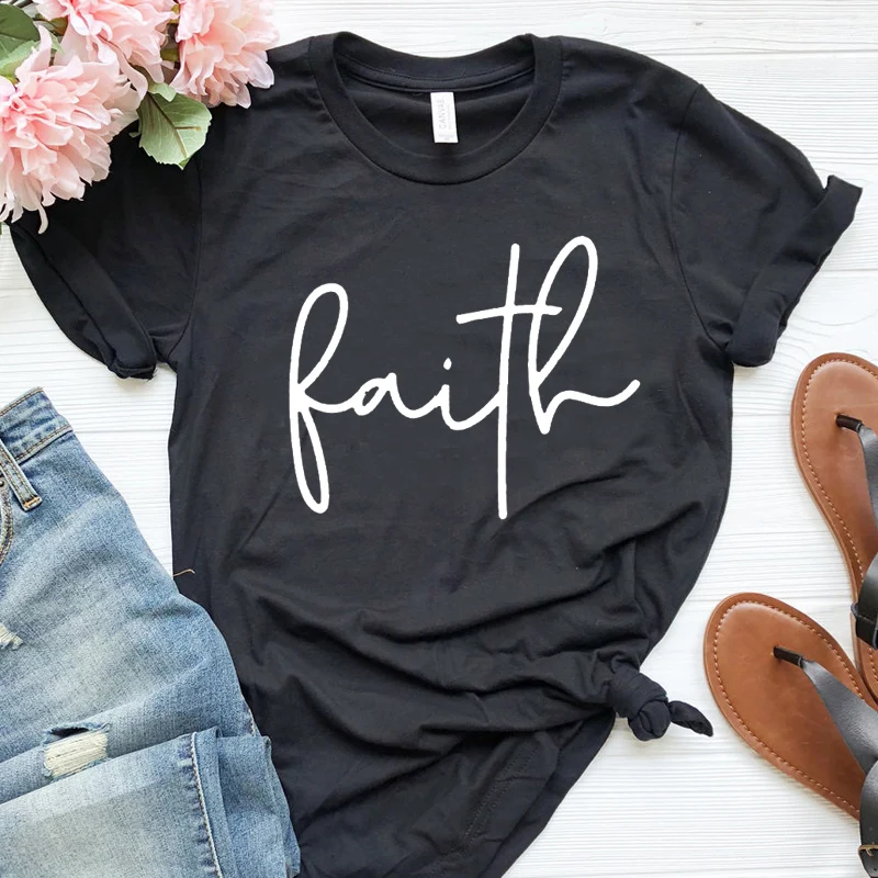 Faith Christian футболка Графический футболки для женщин мода короткий рукав Иисуса одежда 90s эстетические повседневные топы уличная Прямая