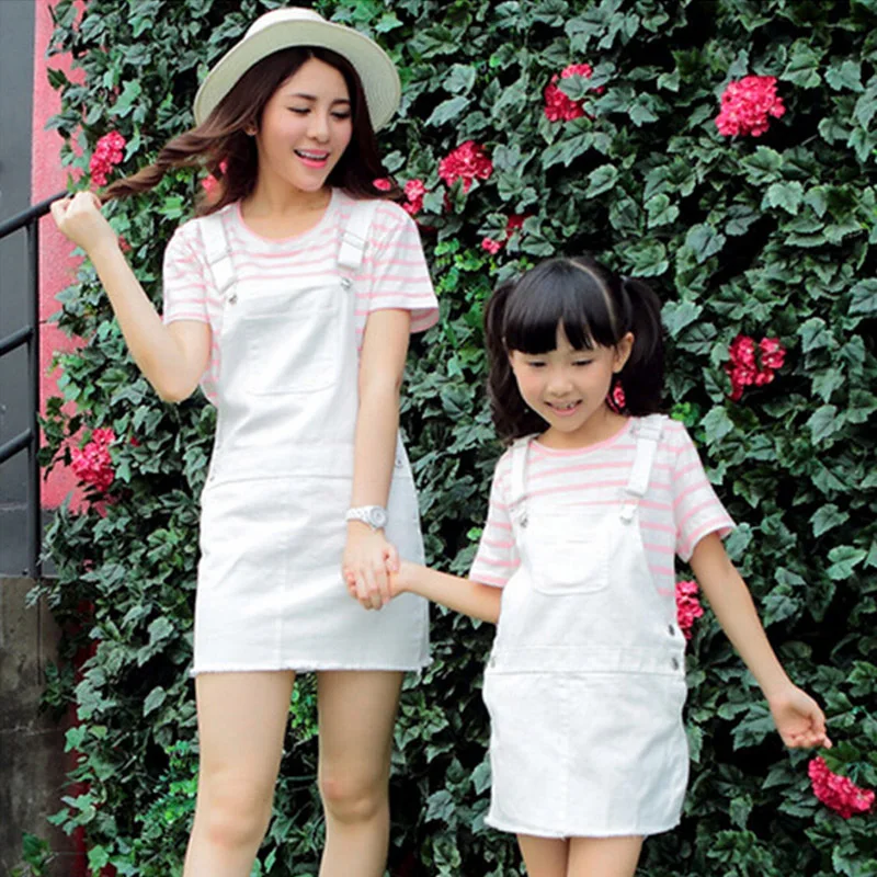 Семейный комплект одежды для мамы и дочки Одинаковые платья Хлопковые рубашки в