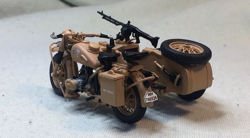 1:24 B M W R75 Вторая мировая война немцы Африканский корпус боковой трехколесный мотоцикл Военная Модель MG42 пулемет
