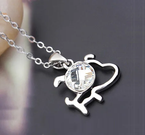 100% кристаллами от Сваровски милое животное ожерелье подвеска колье для женщин