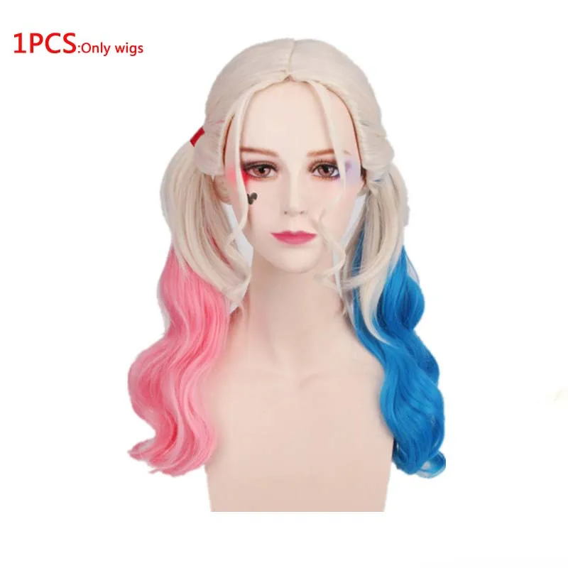 Ходовой товар 5 шт./компл. футболки Харли Квинн для девочек Топ куртка парик