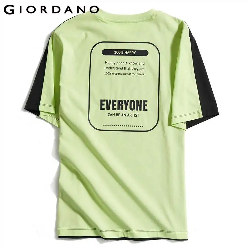 Женская футболка Giordano из хлопка с коротким рукавом флуоресцентная зеленая