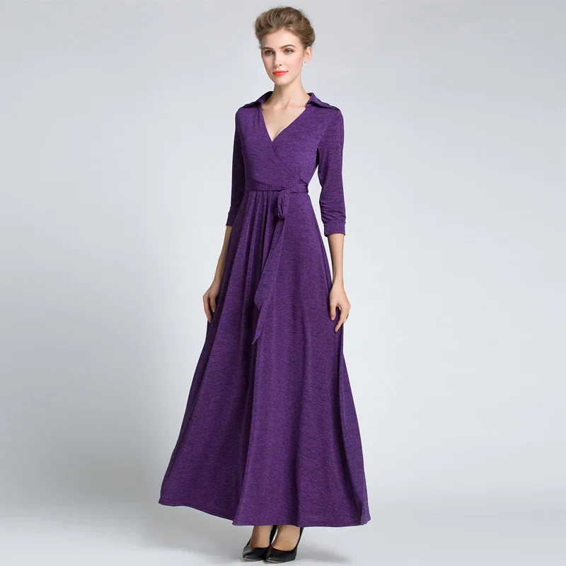 Фиолетовое Женское элегантное винтажное узкое платье-туника с поясом для